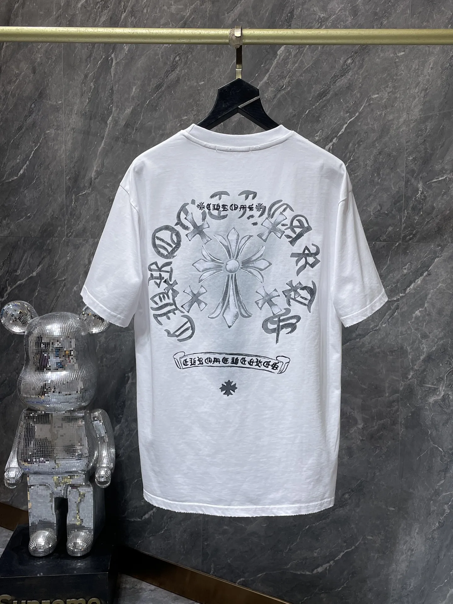 P160 New Chrome Hearts 25ss washed version for summer! ! High-weight, environmentally friendly, high-quality top-quality fabric 280g Crow hole hand-painted cross washed short-sleeved counter synchronization 1:1 replica version Recommended colors: white, black